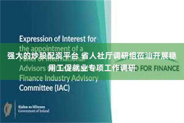 强大的炒股配资平台 省人社厅调研组莅汕开展稳用工促就业专项工作调研
